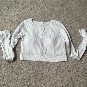Lululemon Athletica White Ribbed Long Sleeve Top